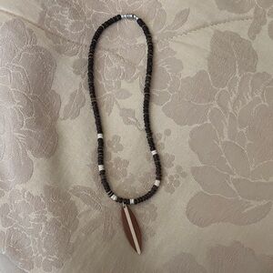 Brown and White Beaded Necklace